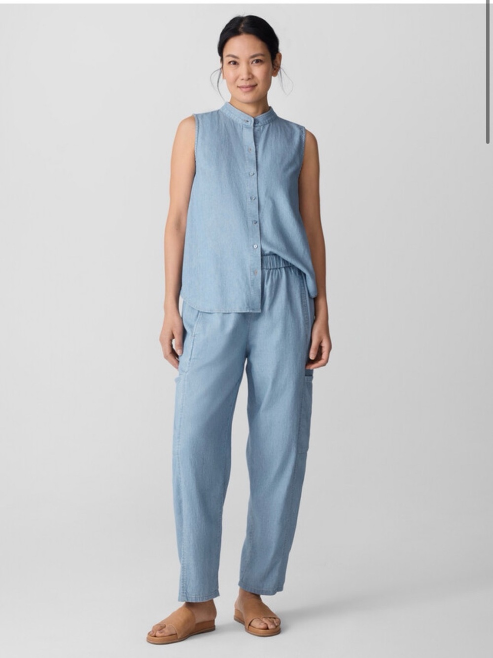 Eileen Fisher Airy 100% Organic Cotton Twill Cotton Pants NEW MEDIUM